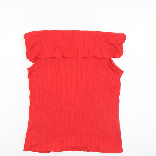 Savida Women’s Red Off Shoulder Slim Fit Jersey Blouse Size 12
