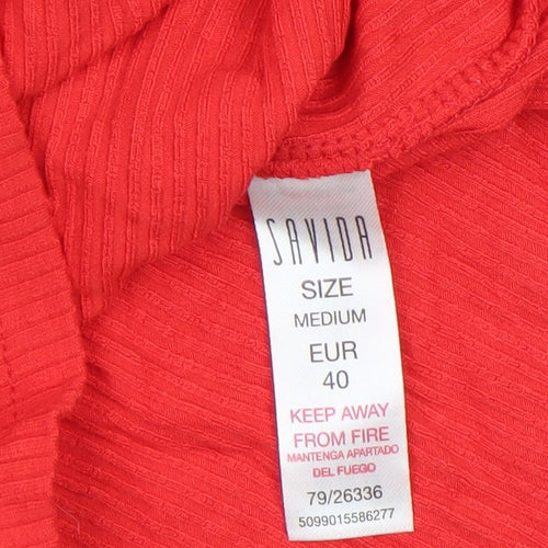 Savida Women’s Red Off Shoulder Slim Fit Jersey Blouse Size 12