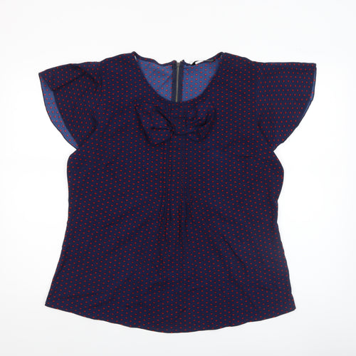 Dunnes Women’s Blue Heart Print Bow Blouse Size 10