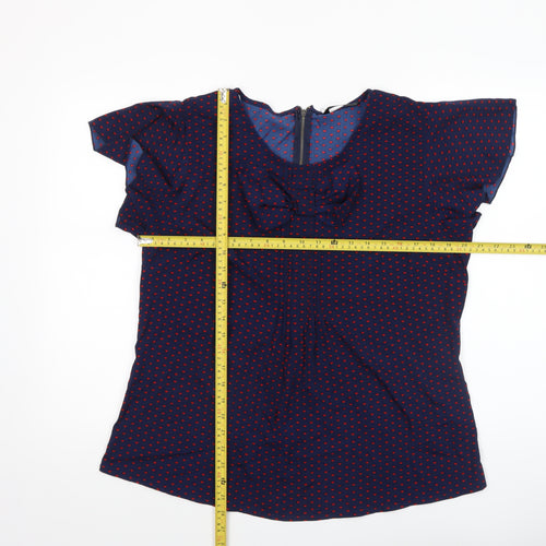 Dunnes Women’s Blue Heart Print Bow Blouse Size 10