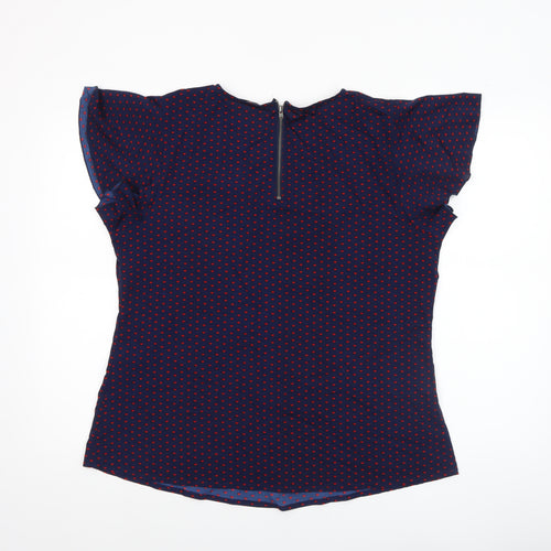 Dunnes Women’s Blue Heart Print Bow Blouse Size 10