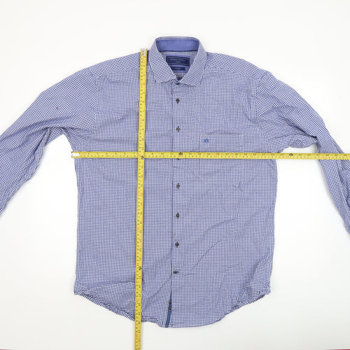 Marco Capelli Men’s Blue Check Cotton Button-Up Shirt Size L