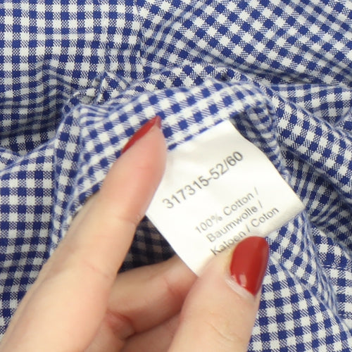Marco Capelli Men’s Blue Check Cotton Button-Up Shirt Size L