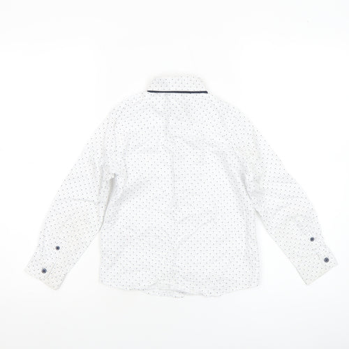 Next Boys White Polka Dot Button-Up Long Sleeve Cotton Shirt 6 Years