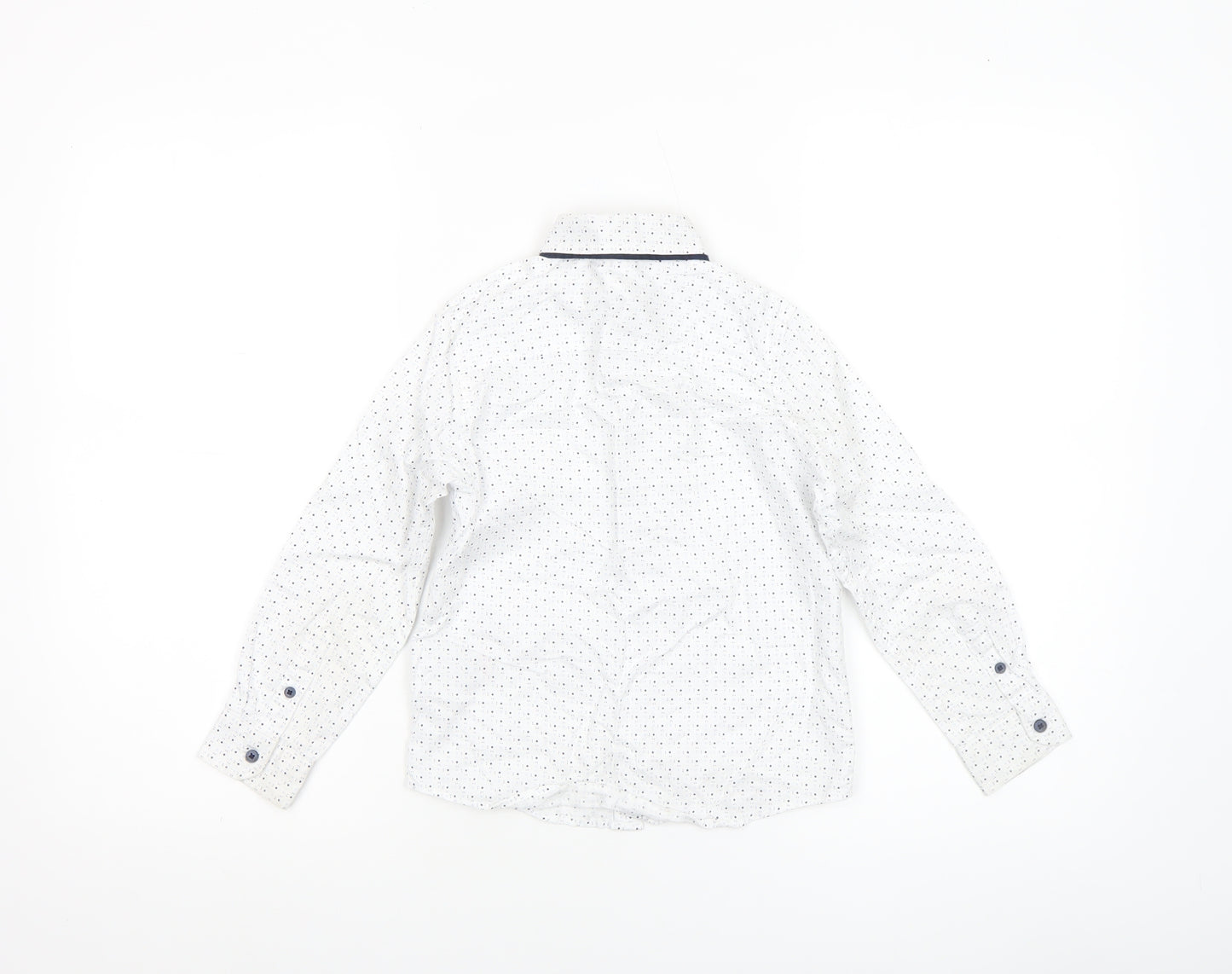 Next Boys White Polka Dot Button-Up Long Sleeve Cotton Shirt 6 Years