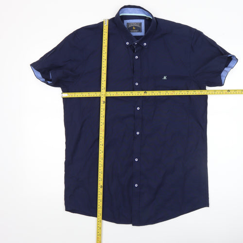 Mineral Men's Blue Short Sleeve Button-Down Casual Shirt L