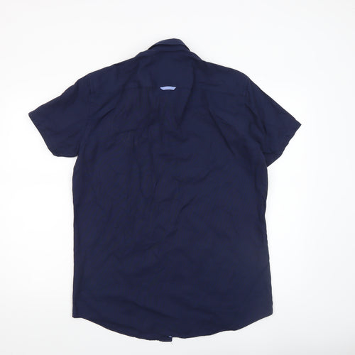 Mineral Men's Blue Short Sleeve Button-Down Casual Shirt L