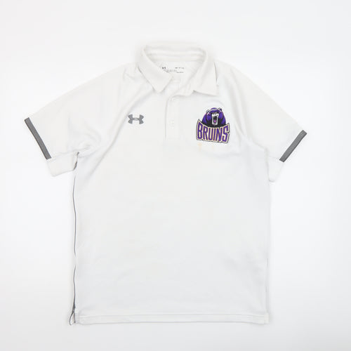 Under Armour Men's White Small HeatGear Polo Shirt Bruins Logo