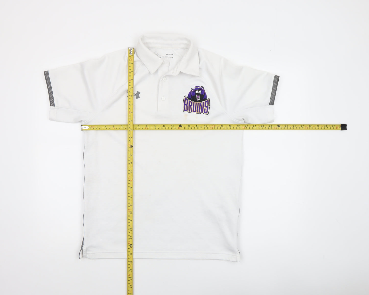 Under Armour Men's White Small HeatGear Polo Shirt Bruins Logo