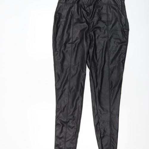Savida Womens Black Size 14 Faux Leather Skinny Trousers