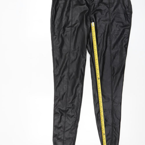 Savida Womens Black Size 14 Faux Leather Skinny Trousers