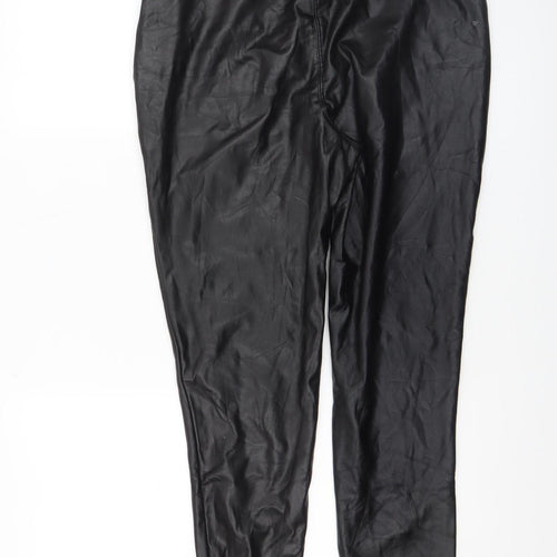 Savida Womens Black Size 14 Faux Leather Skinny Trousers