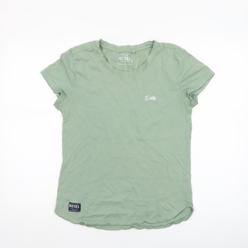 Diesel Womens Green Basic Crew Neck Cotton T-Shirt Size M