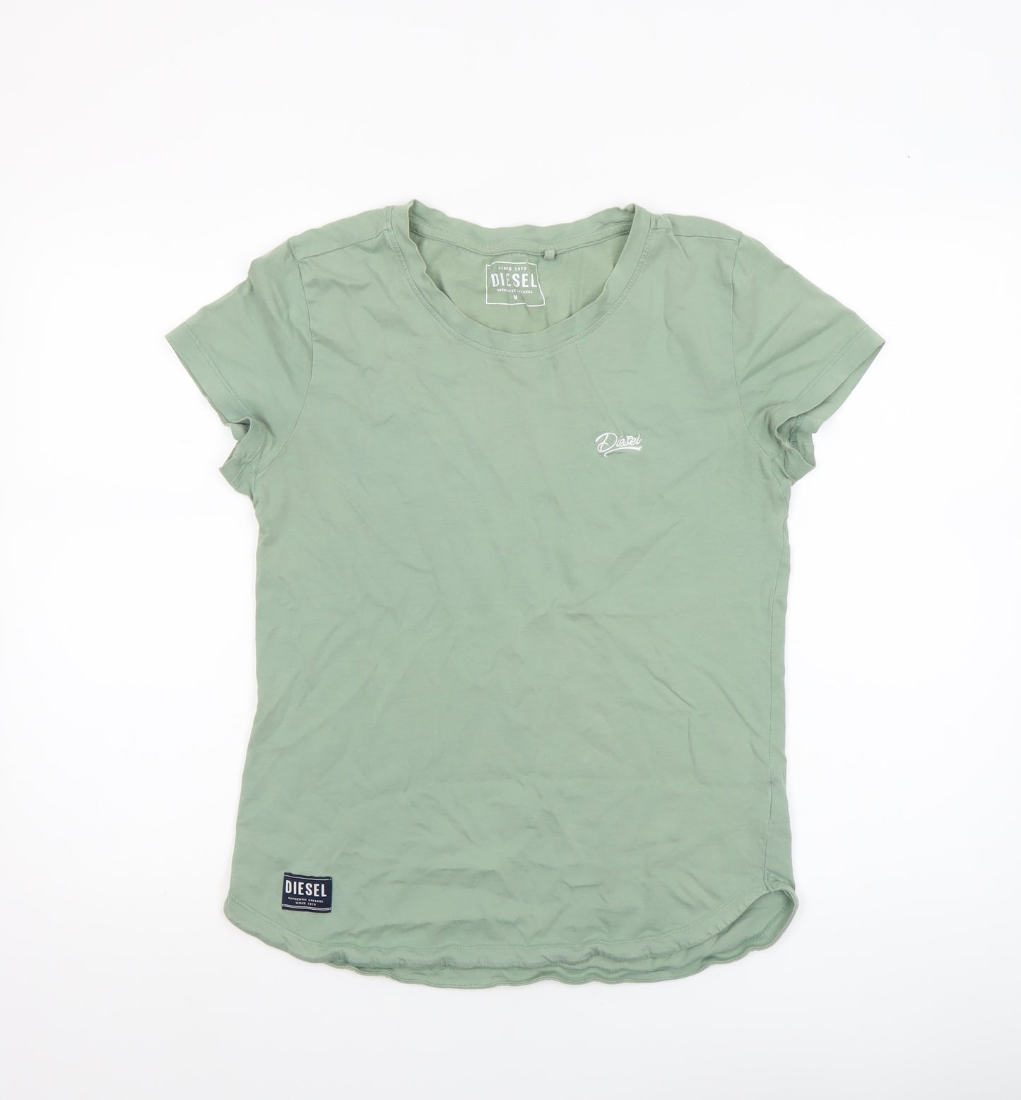 Diesel Womens Green Basic Crew Neck Cotton T-Shirt Size M