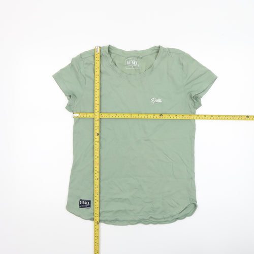 Diesel Womens Green Basic Crew Neck Cotton T-Shirt Size M