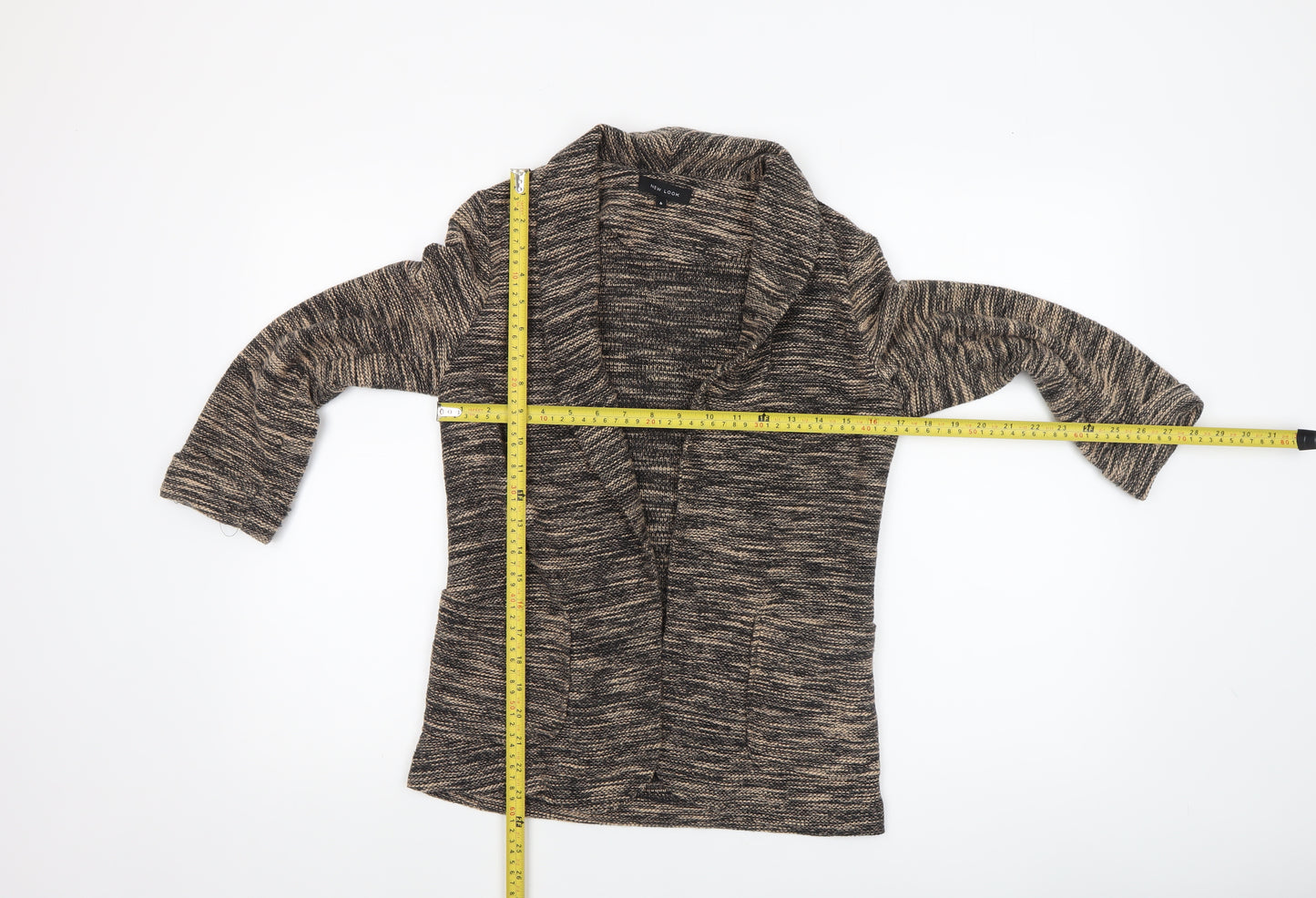 New Look Women's Brown Knit Coatigan Size 6 Long Sleeve Casual