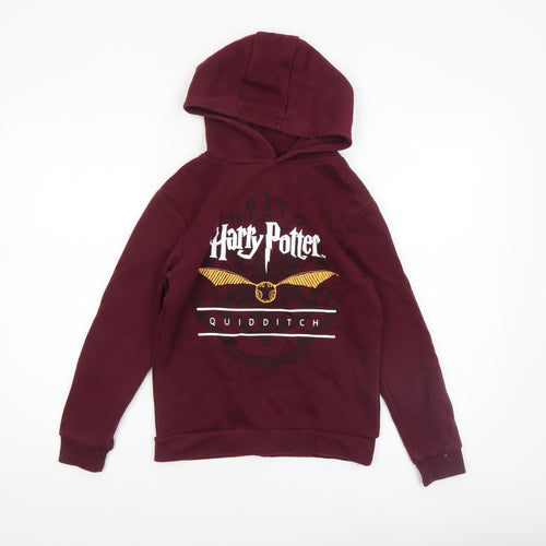 Harry Potter Boys Burgundy Pullover Hoodie 9-10 Years Quidditch Graphic Sweatshirt