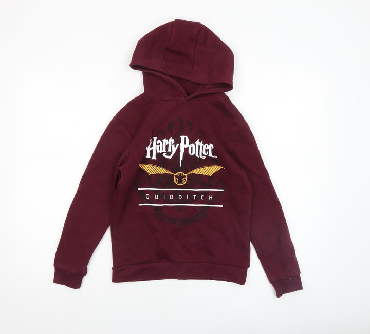 Harry Potter Boys Burgundy Pullover Hoodie 9-10 Years Quidditch Graphic Sweatshirt