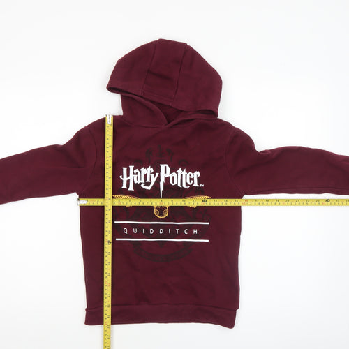 Harry Potter Boys Burgundy Pullover Hoodie 9-10 Years Quidditch Graphic Sweatshirt
