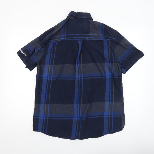 Jack & Jones Men’s Blue Check Slim Fit Short Sleeve Casual Shirt XL