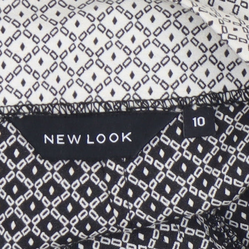 New Look Women’s Black Geometric Knee Length Pencil Skirt Size 10