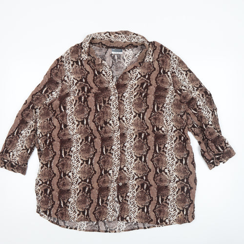 Beloved Women’s Brown Snake Print Viscose Button-Up Tunic UK 16