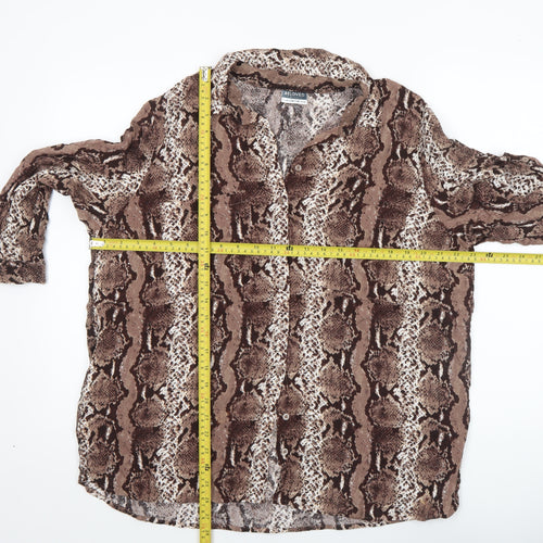 Beloved Women’s Brown Snake Print Viscose Button-Up Tunic UK 16