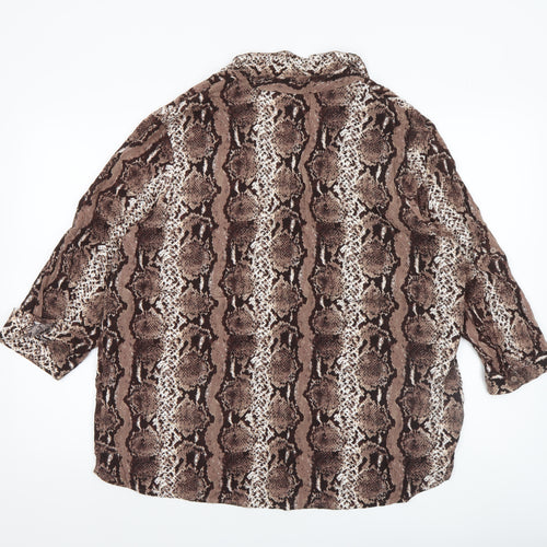 Beloved Women’s Brown Snake Print Viscose Button-Up Tunic UK 16