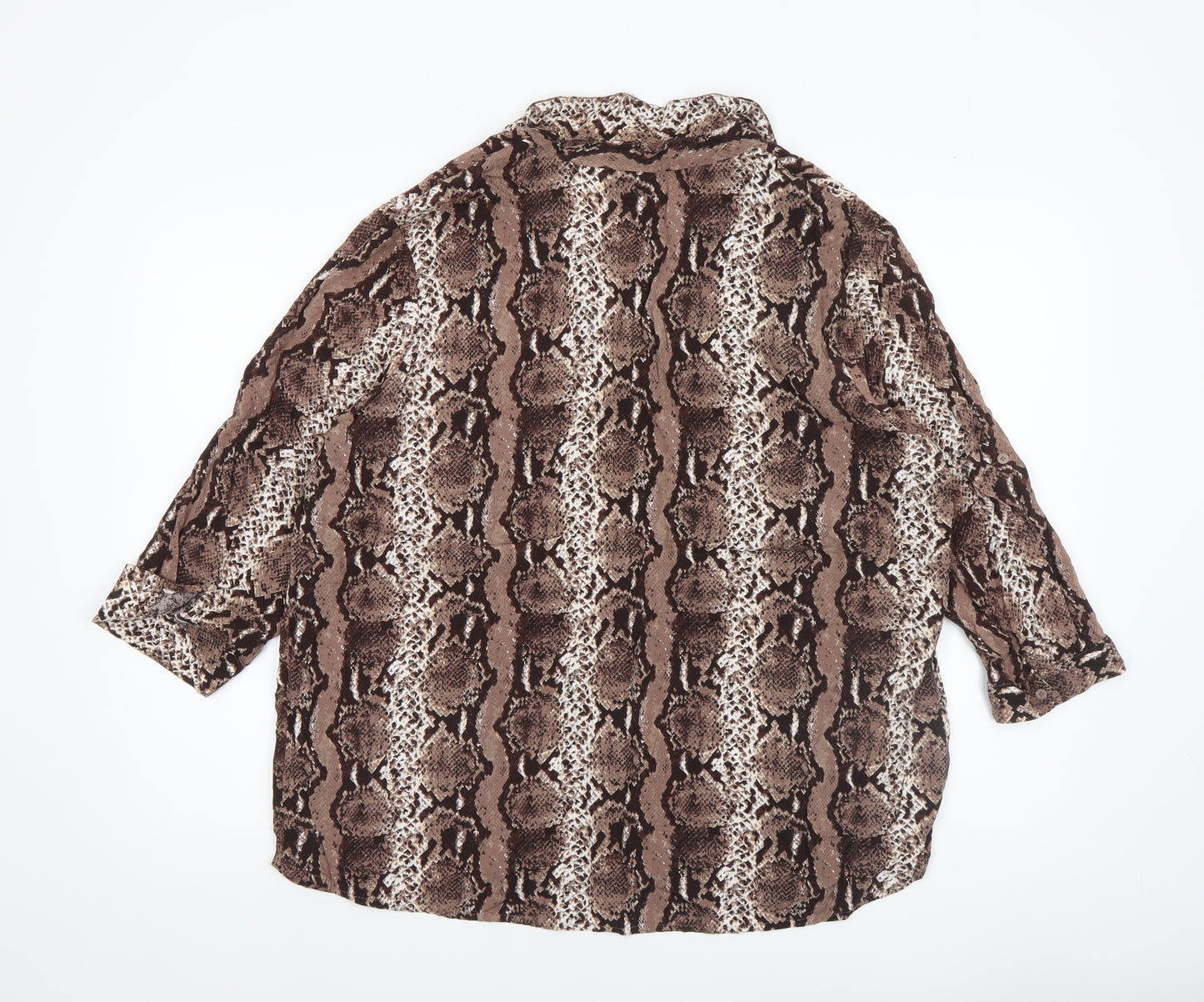 Beloved Women’s Brown Snake Print Viscose Button-Up Tunic UK 16