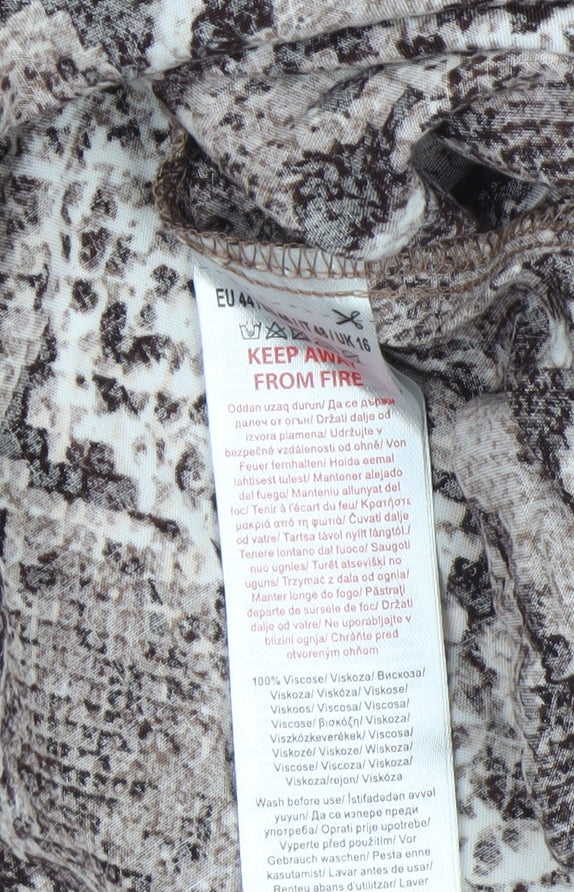 Beloved Women’s Brown Snake Print Viscose Button-Up Tunic UK 16