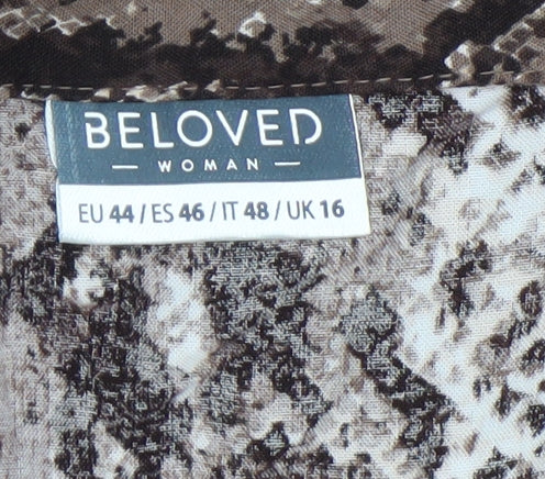 Beloved Women’s Brown Snake Print Viscose Button-Up Tunic UK 16