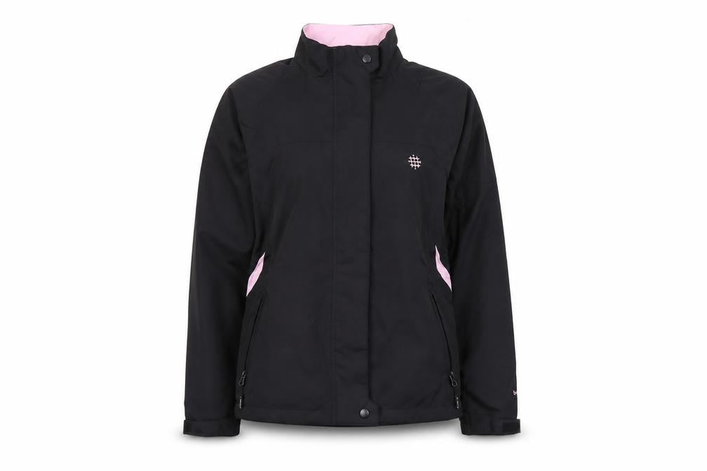 Front view of Backswing Women Black Pink Lined Waterproof Jacket, size 10