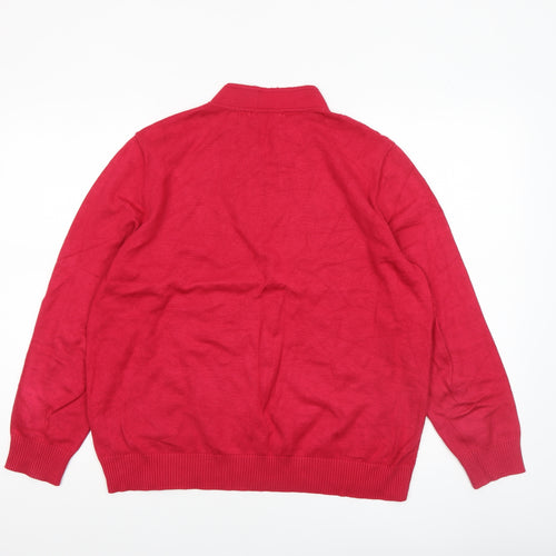 Castle of Ireland Women's Red V-Neck Cable Knit Jumper Size 18