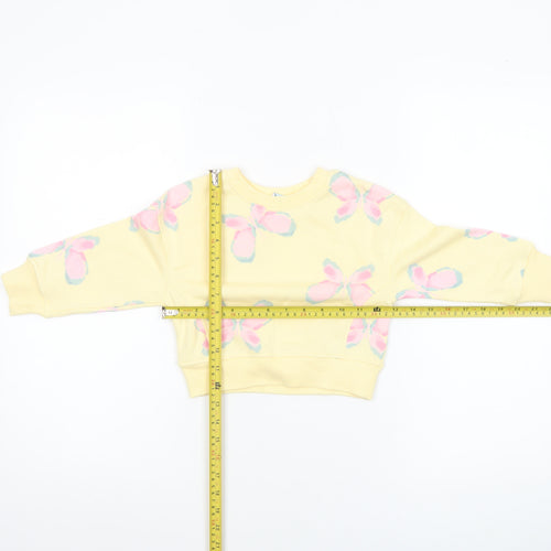Primark Girls Yellow Butterfly Print Long Sleeve Cotton Sweatshirt 18-24 Months