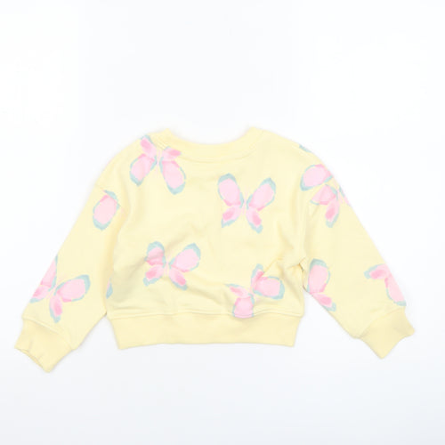 Primark Girls Yellow Butterfly Print Long Sleeve Cotton Sweatshirt 18-24 Months