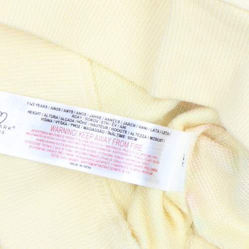 Primark Girls Yellow Butterfly Print Long Sleeve Cotton Sweatshirt 18-24 Months