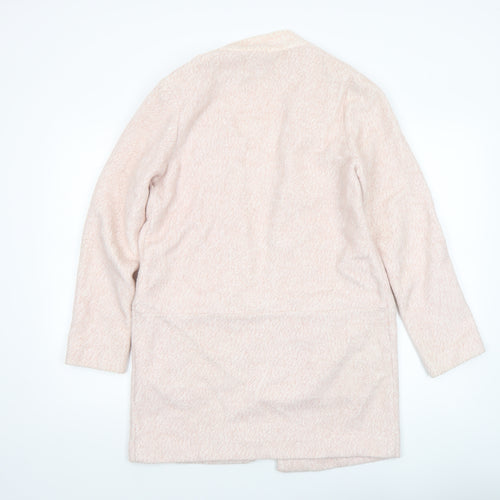 Stradivarius Women’s Pink Mid-Length Cotton Blend Zip Pocket Coat Size 12