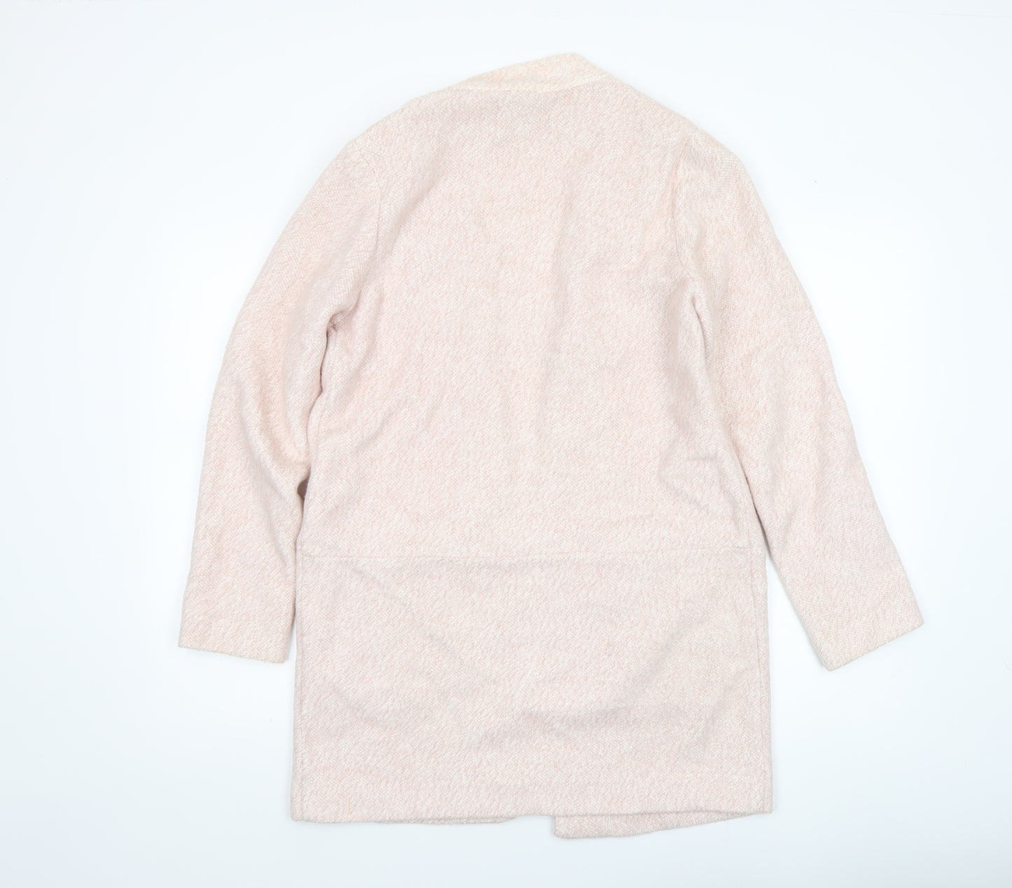 Stradivarius Women’s Pink Mid-Length Cotton Blend Zip Pocket Coat Size 12