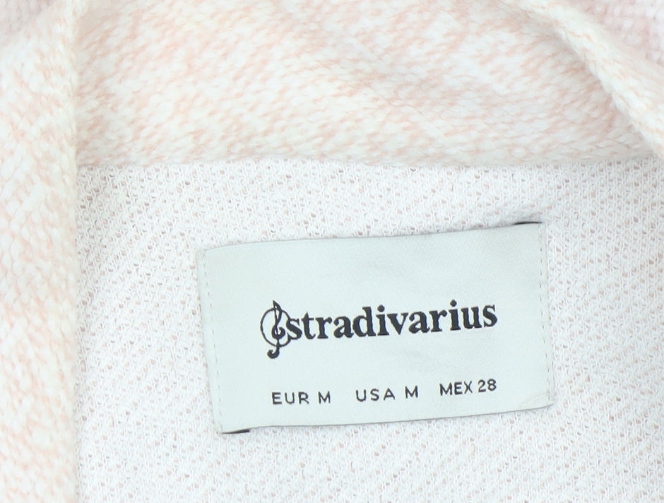 Stradivarius Women’s Pink Mid-Length Cotton Blend Zip Pocket Coat Size 12