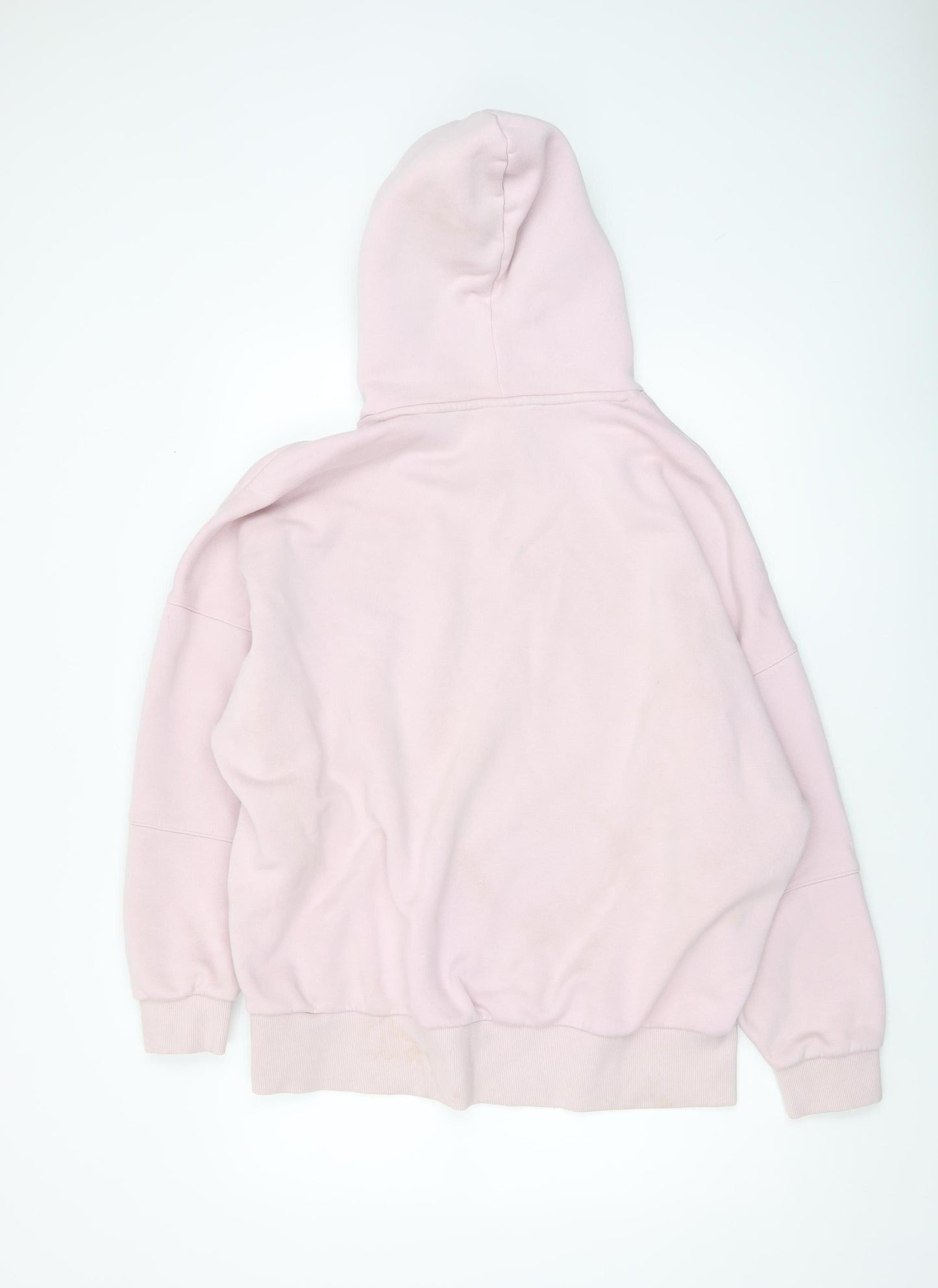 Reebok Womens Pink Pullover Hoodie L Cotton Blend Logo Athletic