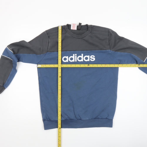 Adidas Boys Blue Colourblock Logo Fleece Sweatshirt 13-14 Years