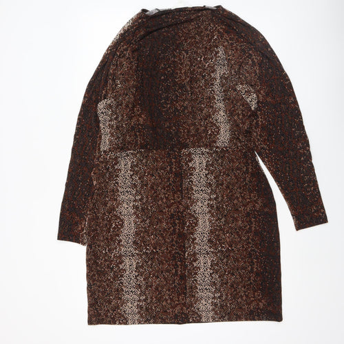 H&M Women’s Brown Animal Print Bodycon Dress XL Long Sleeve