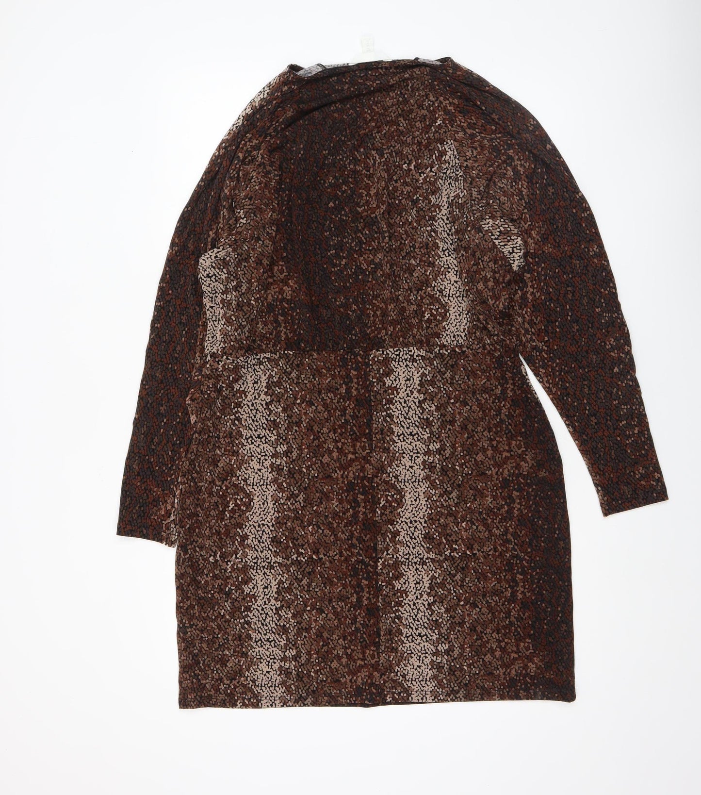H&M Women’s Brown Animal Print Bodycon Dress XL Long Sleeve