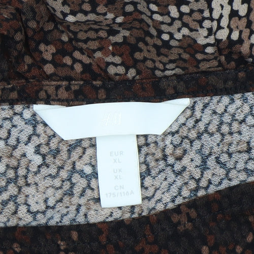 H&M Women’s Brown Animal Print Bodycon Dress XL Long Sleeve