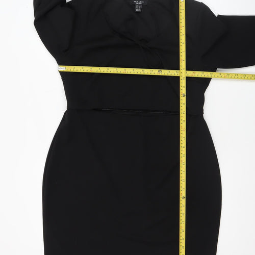 New Look Women Black Size 18 Bodycon Long Sleeve Knee Length Dress