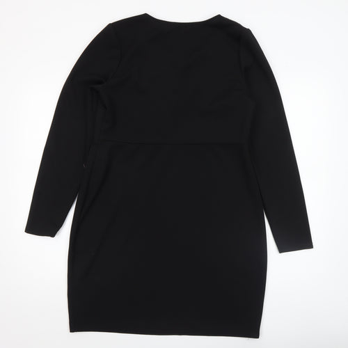 New Look Women Black Size 18 Bodycon Long Sleeve Knee Length Dress