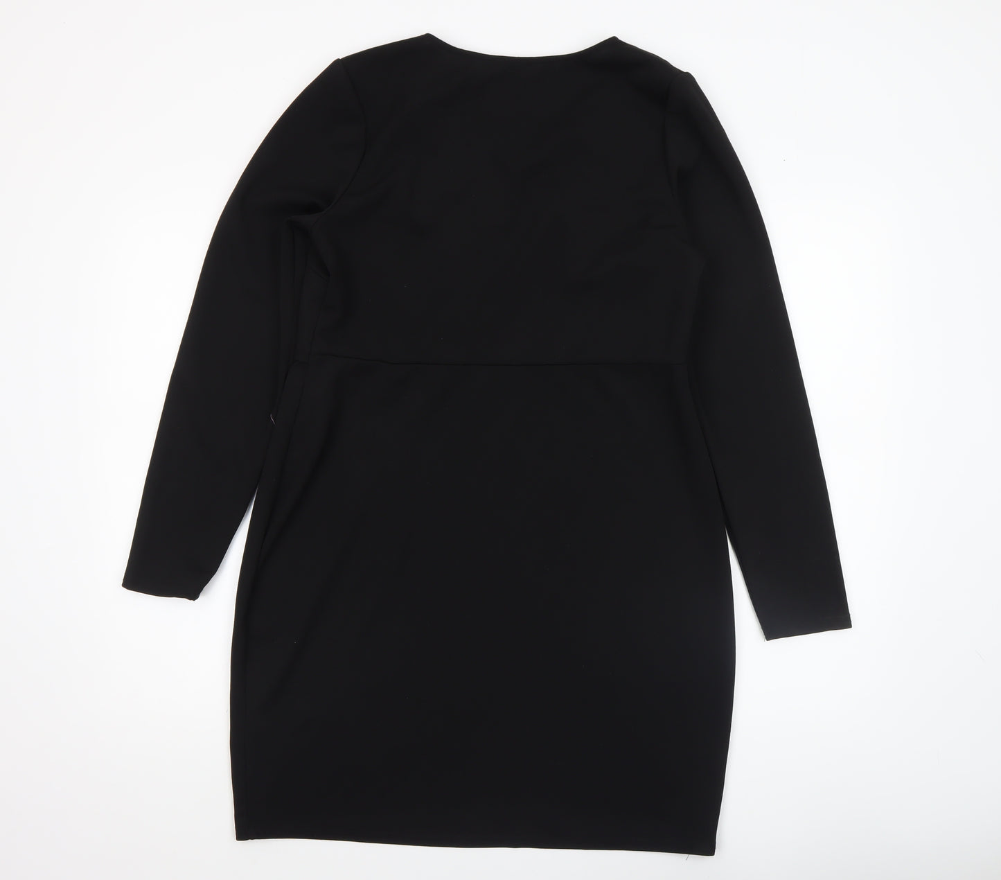 New Look Women Black Size 18 Bodycon Long Sleeve Knee Length Dress