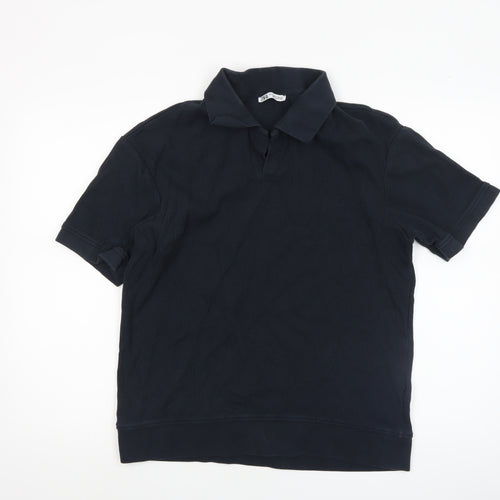 Zara Men’s Black Cotton Short Sleeve Polo Shirt Size M
