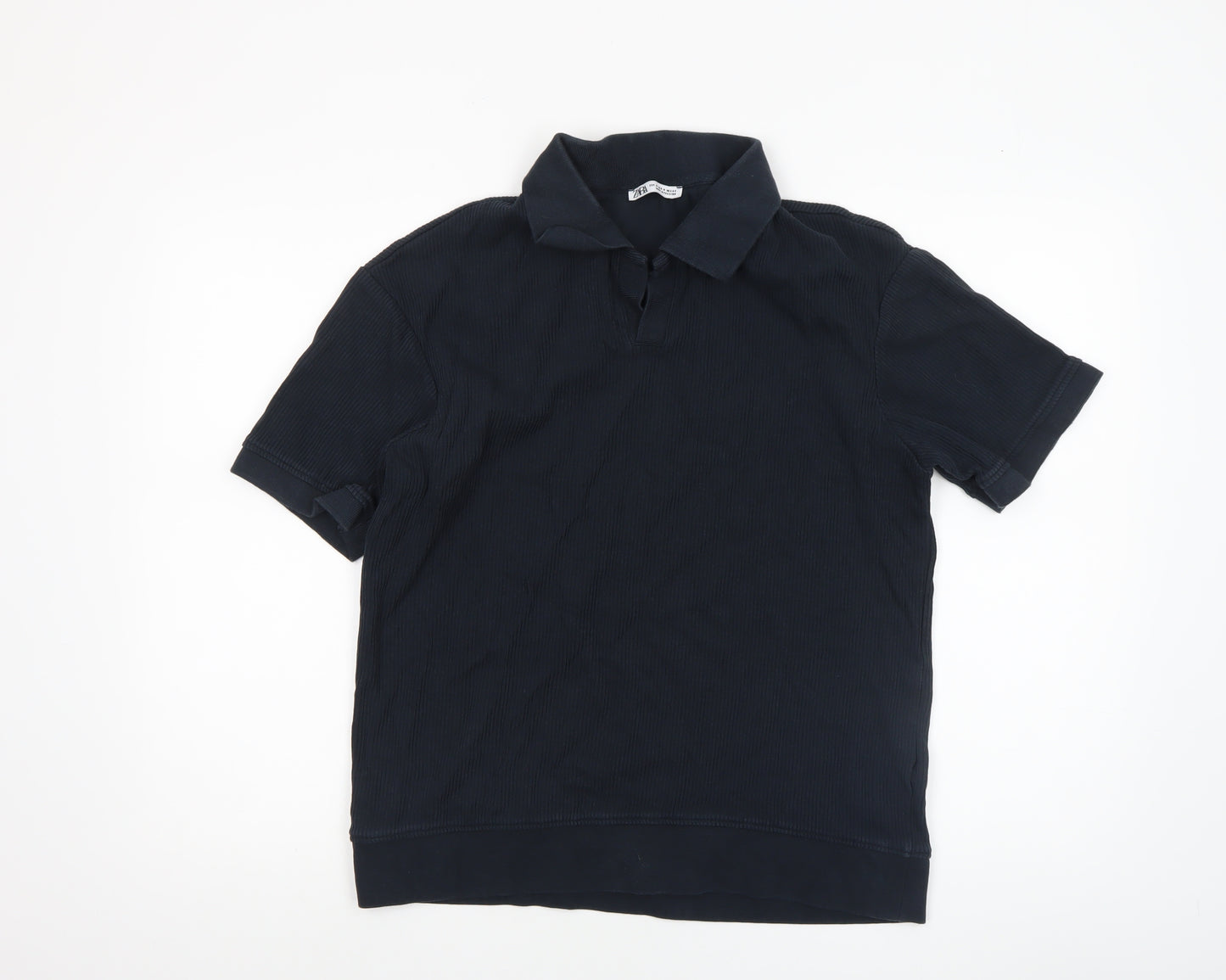 Zara Men’s Black Cotton Short Sleeve Polo Shirt Size M