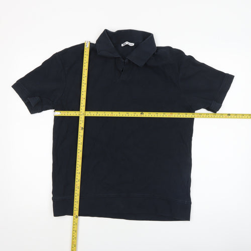 Zara Men’s Black Cotton Short Sleeve Polo Shirt Size M
